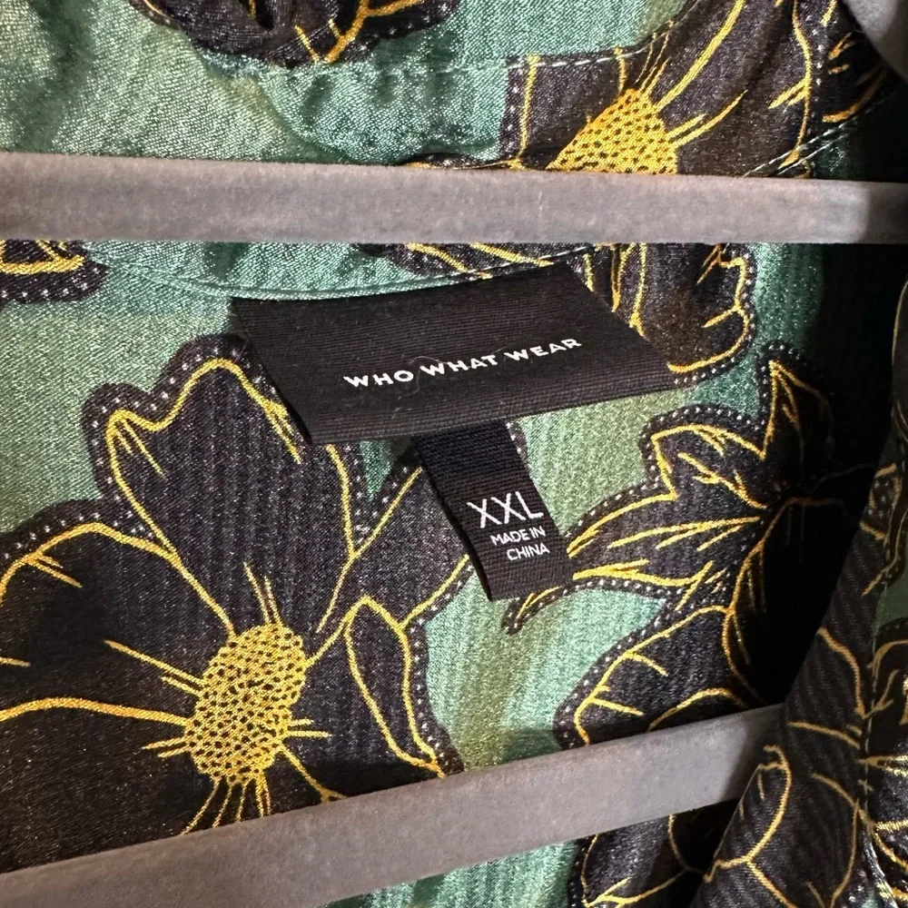 Who What Wear Green Floral Shirt Dress - Picture 7 of 9